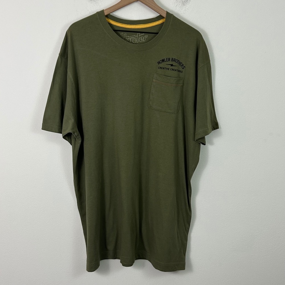 Howler Brothers Creative Creatures Fish Graphic Pocket T-Shirt Olive Green XXL